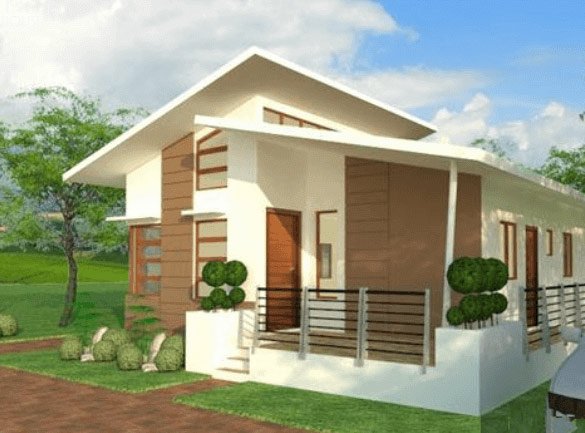 Nhà 1 tầng nông thôn mái lệch mặt tiền 7m2 với các mặt cắt không cân xứng tạo ấn tượng mạnh