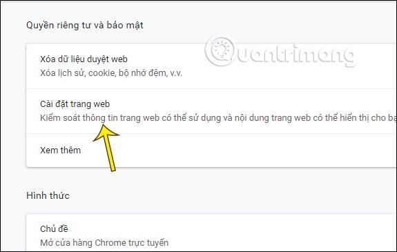 Cài đặt trang web