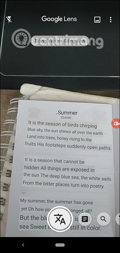 Cách chuyển văn bản trên giấy sang máy tính bằng Google Lens Dịch trực tiếp
