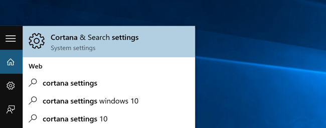 Cortana Search Setting