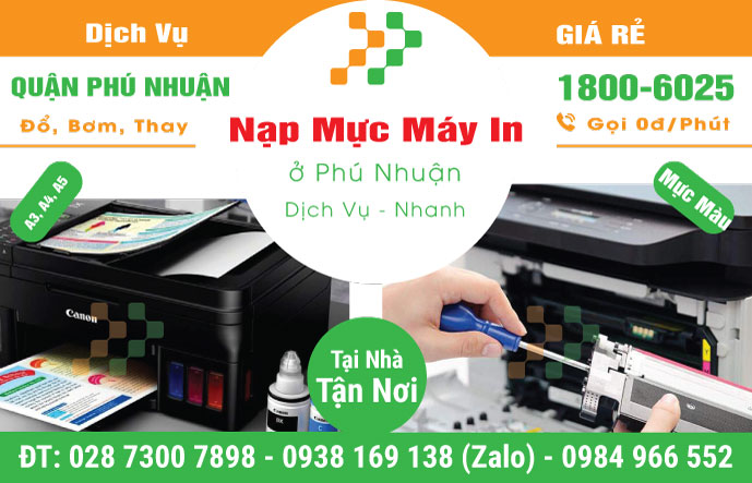 Nạp mực máy in Phú Nhuận - Dịch Vụ Nhanh Giá Rẻ