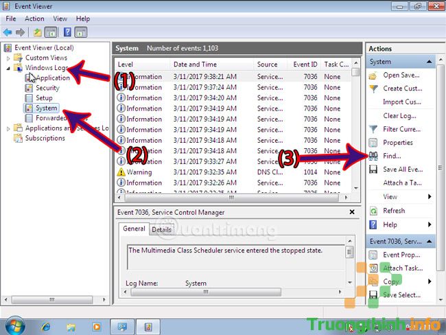 Có rất nhiều log trong Event Viewer