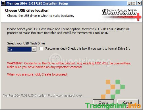 Cài đặt Memtest86 vào ổ USB