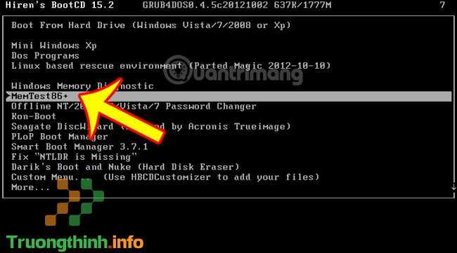 Chạy Memtest86 từ màn hình boot