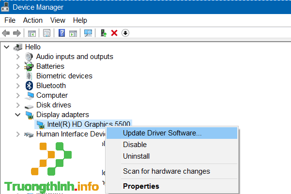 chọn Update Driver Software