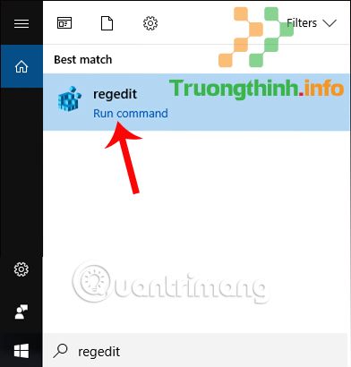 Gõ từ khóa regedit