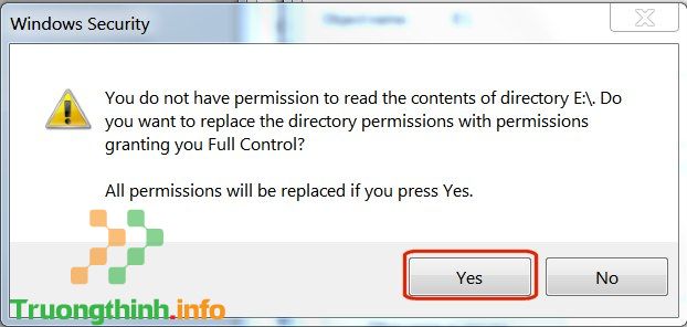 Màn hình hiển thị thông báo, nhấn chọn Yes.