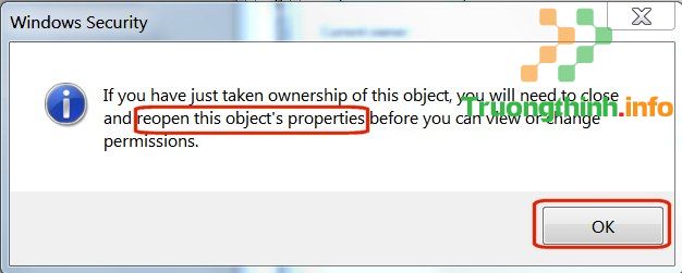 Nhấn OK trên thông báo cuối cùng trong cửa sổ Windows Security