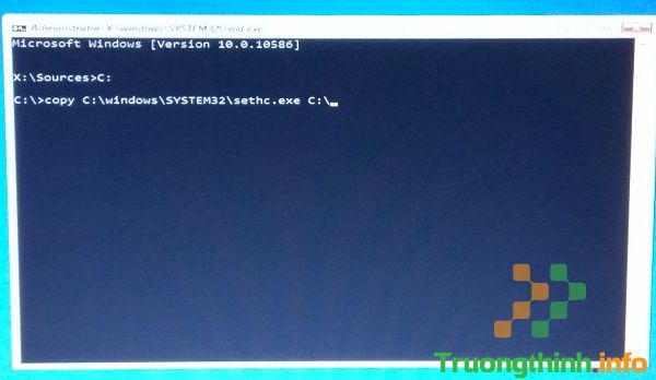 Nhập câu lệnh dưới đây vào cửa sổ Command prompt 