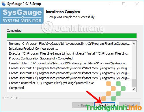 Hoàn thành quá trình cài đặt SysGauge