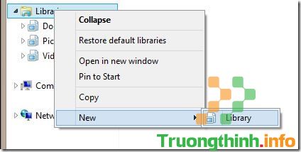 chọn New rồi chọn tiếp Library
