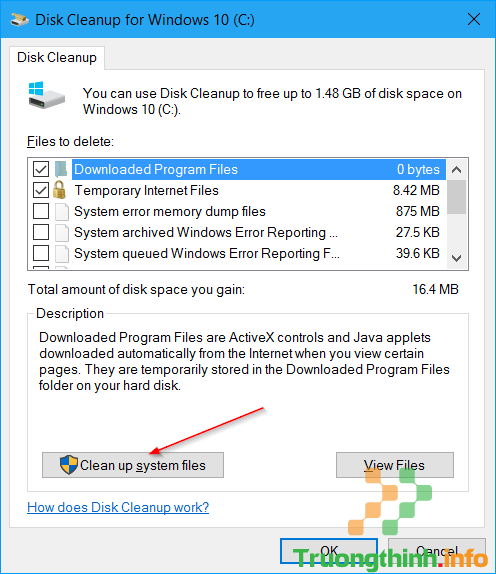 click chọn Clean up system files