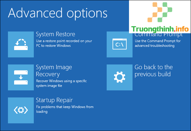 Cửa sổ Advanced Options