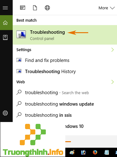 Mở troubleshooting 