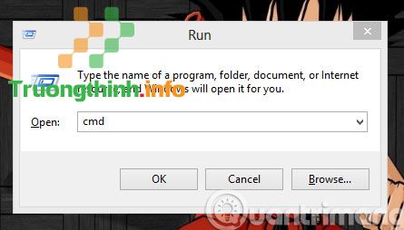 Nhập lệnh cmd vào hộp thoại Run