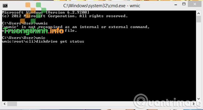 Nhập lệnh diskdrive get status