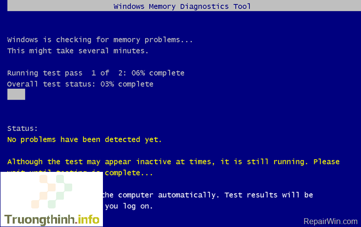 Chờ Windows kiểm tra các sự cố, lỗi bộ nhớ