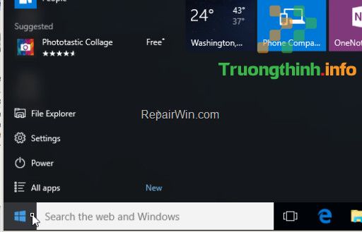 Sửa lỗi Start Menu và Cortana