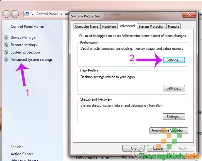 Click vào Settings