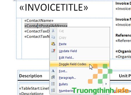 Toggle field codes