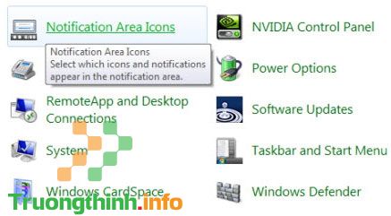 Notification Area Icons trên Windows 7