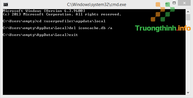 Các câu lệnh cmd để sửa lỗi hỏng biểu tượng trên Windows 7