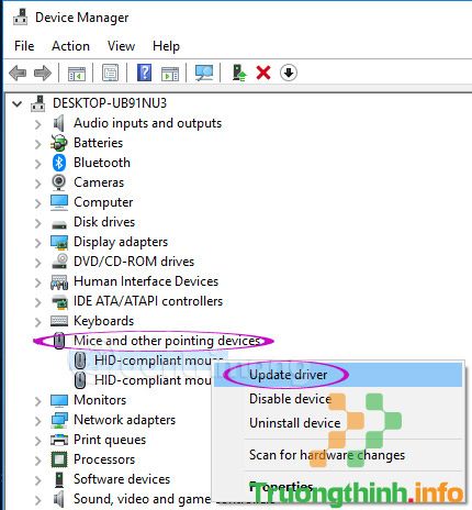Cập nhật driver cho chuột