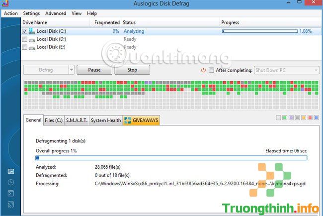 Auslogics Disk Defrag chống phân mảnh ổ đĩa