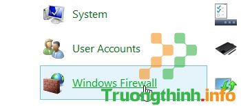 tìm và click chọn Windows Firewall