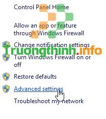 tìm và click chọn Advanced settings ở khung bên trái