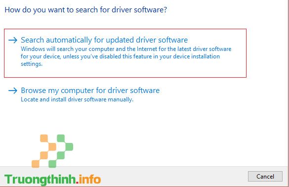 Chọn tự động cập nhật driver