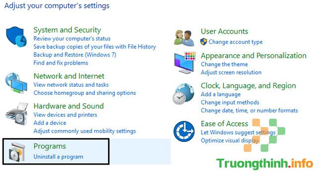 Chọn Uninstall a program 