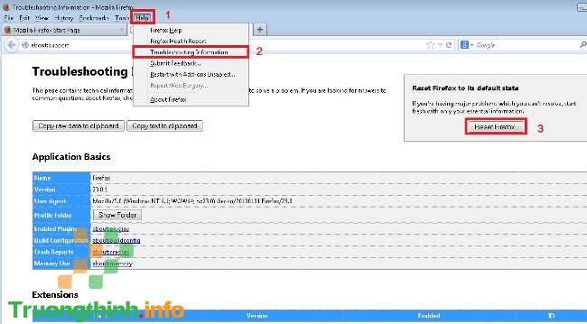 Cài đặt trong Firefox 