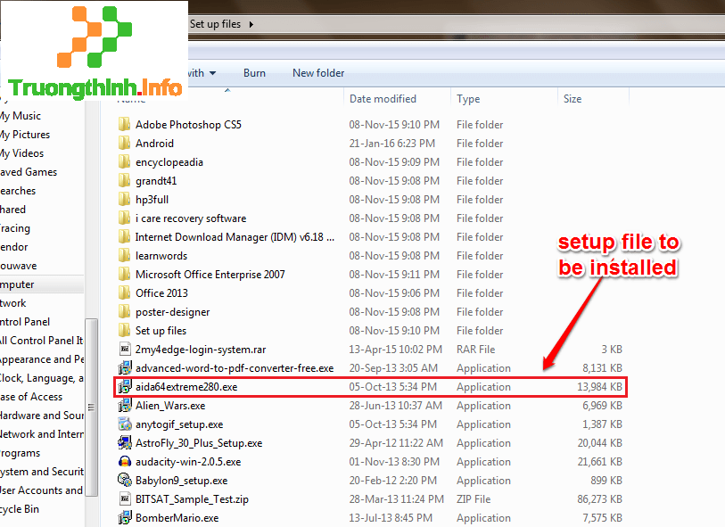 file cài đặt ứng dụng bị lỗi