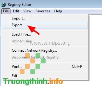 Trên cửa sổ Registry Editor 