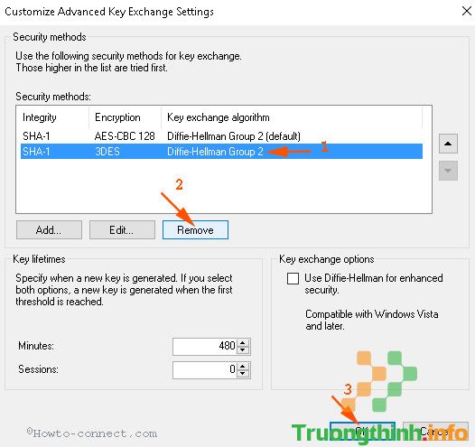 Tại cột Encryption rồi click chọn Remove