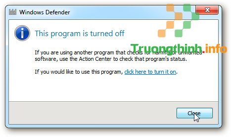 Windows Defender đã được tắt