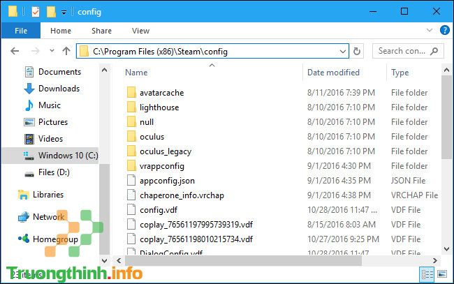 Thư mục Program của từng ứng dụng