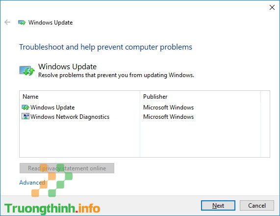 chọn Windows Update