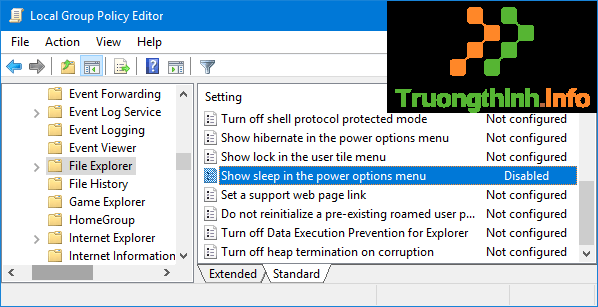 Kích đúp chuột Show sleep in the power options menu