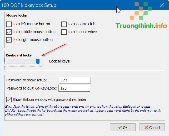 Sử dụng Kidkeylock để đặt mật khẩu sử dụng cho bàn phím và chuột trên Windows 10