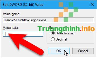 Nhập 1 vào khung Value data