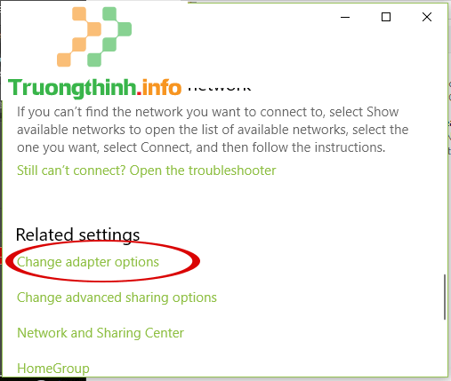 Chọn Change adapter options