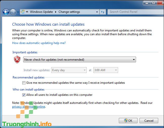 Cập nhật Service Windows Update trên Windows 7