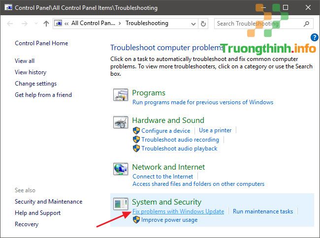 Tại cửa sổ Troubleshoot computer problems