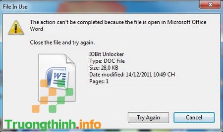 Thông báo lỗi không xóa được file