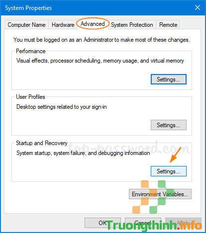 3 cách cấu hình để tạo crash dump BSOD trên Windows - Sửa lỗi máy tính 1 Nhấp vào nút Settings trong phần Startup and Recovery