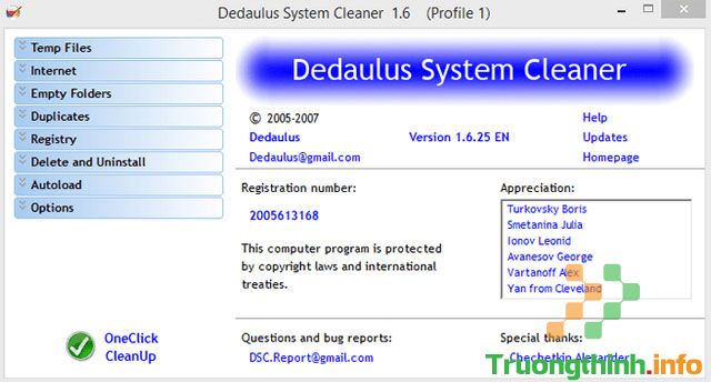 Phần mềm Dedaulus System Cleaner