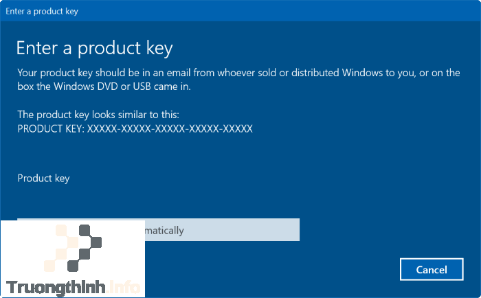 nhập Product key mới trên Windows 10 