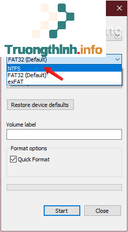 Thay đổi định dạng FAT 32 thành NTFS hoặc định dạng khác